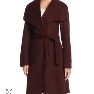 Tahari charcoal, light gray wool blend coat.